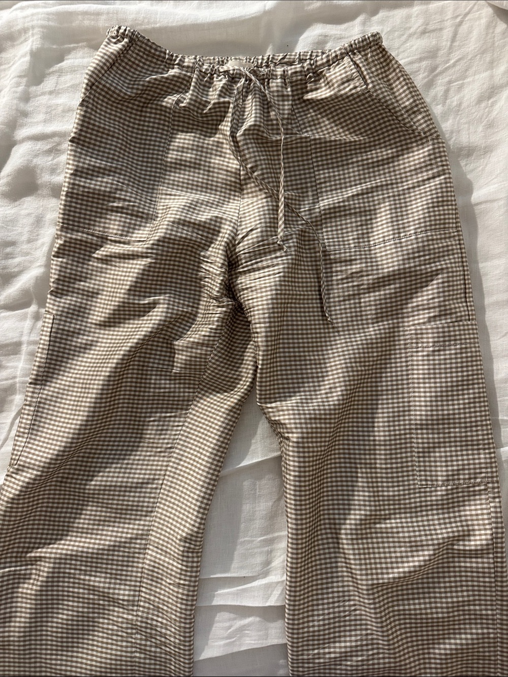 Donni Silk Taffeta Cargo Pants in Gingham - Picture 2 of 6